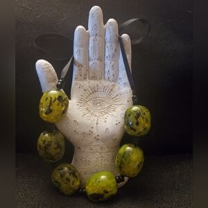 Handmade green stone choker necklace